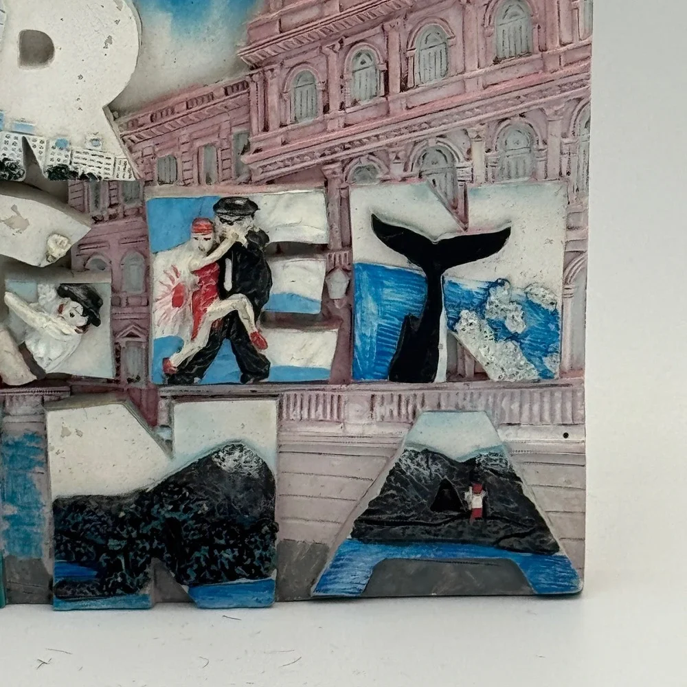 Argentina‎ Souvenir Wall Plaque Hand Painted Resin 3D Raised Lettering Travel